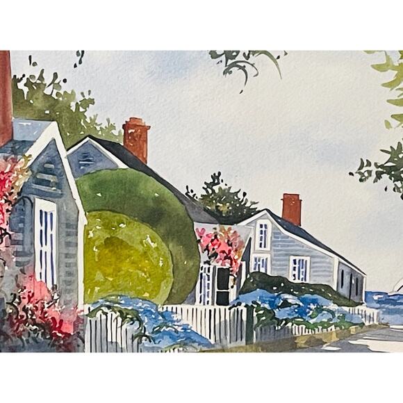 JEAN ANDREW 'SCONSET NANTUCKET Large Framed Watercolor Painting- 30 x 24" - Picture 3 of 16